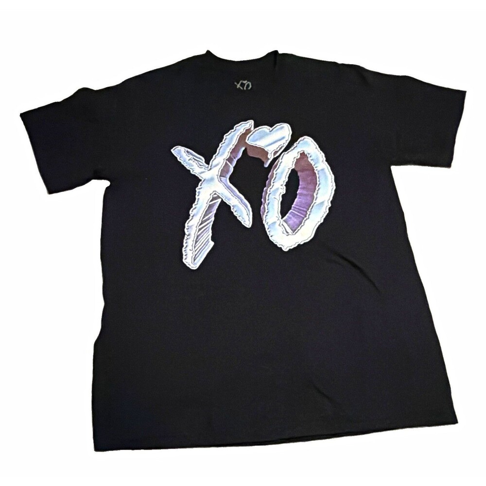 Official The Weeknd "Dawn FM" Chrome XO Logo Black T-Shirt Sz M NWOT